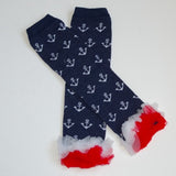 Anchor Leg Warmers w/Red and White Ruffles - Gabskia