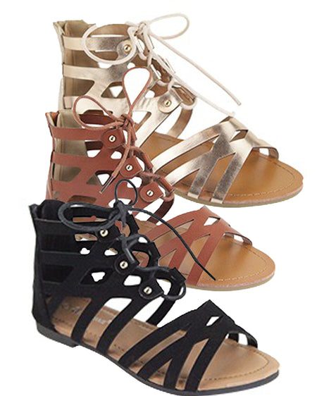 The Tessa Gladiator Sandals - Black