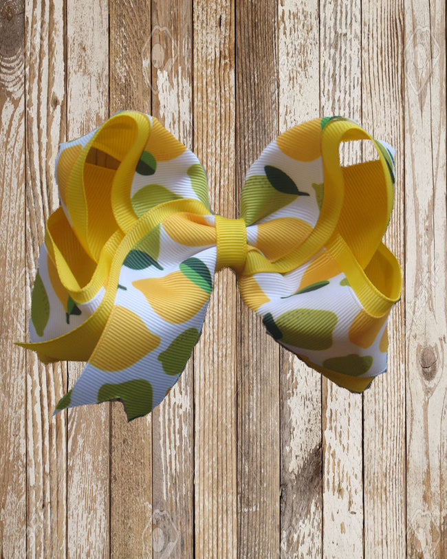 Double Ribbon 6in Boutique Bows - Fruit - Gabskia