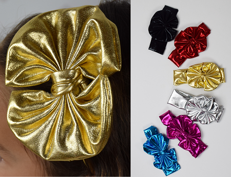 Solid Cotton Headband w/4in Sequin Bow (More Colors)