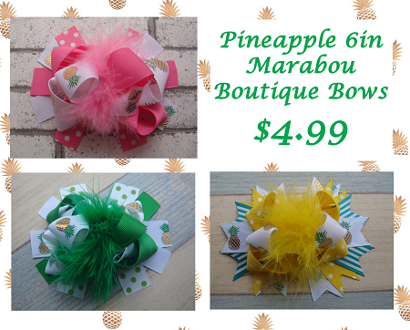 Pineapple 6in Marabou Boutique Bows - Gabskia