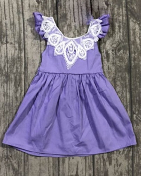 Woven Cross Back  Dress - Lavender - Gabskia