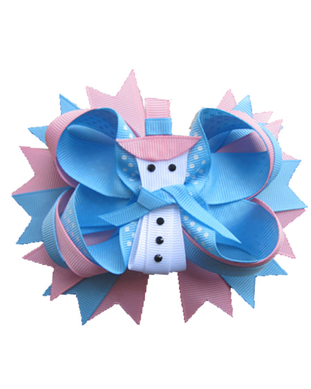 8in Double Loop Chunky Bow w/Rhinestone Center (18 available colors)