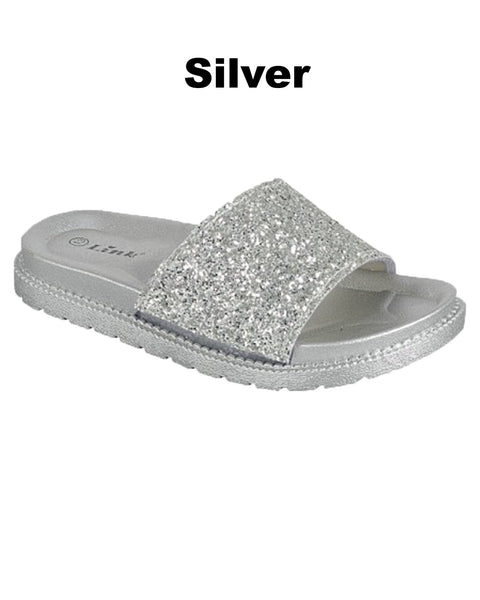 Glitter Slide Sandals - Women - Gabskia